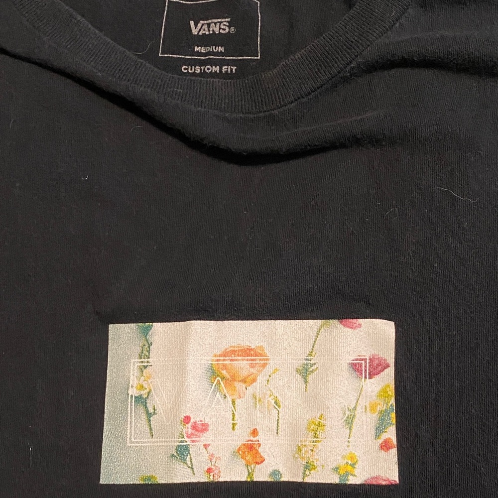 Vans Black Tee with Floral Design